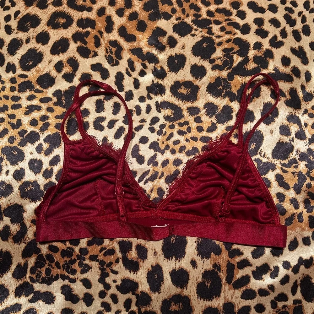 SHEIN Velvet Burgundy Bralette Bra